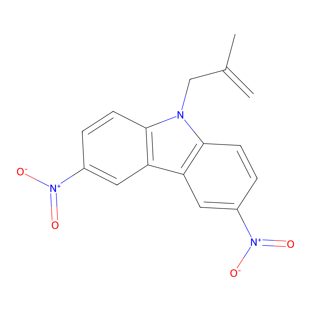 9-(2-Methylprop-2-enyl)-3,6-dinitrocarbazole molecular structure, CAS 372091-08-2