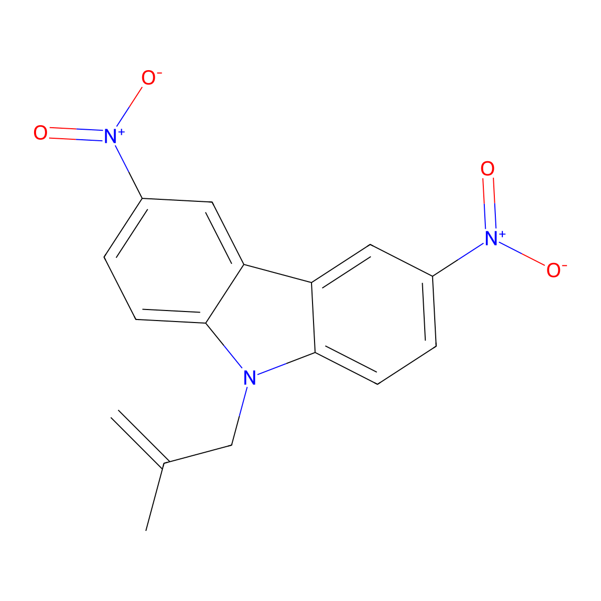 9-(2-Methylprop-2-enyl)-3,6-dinitrocarbazole molecular structure, CAS 372091-08-2