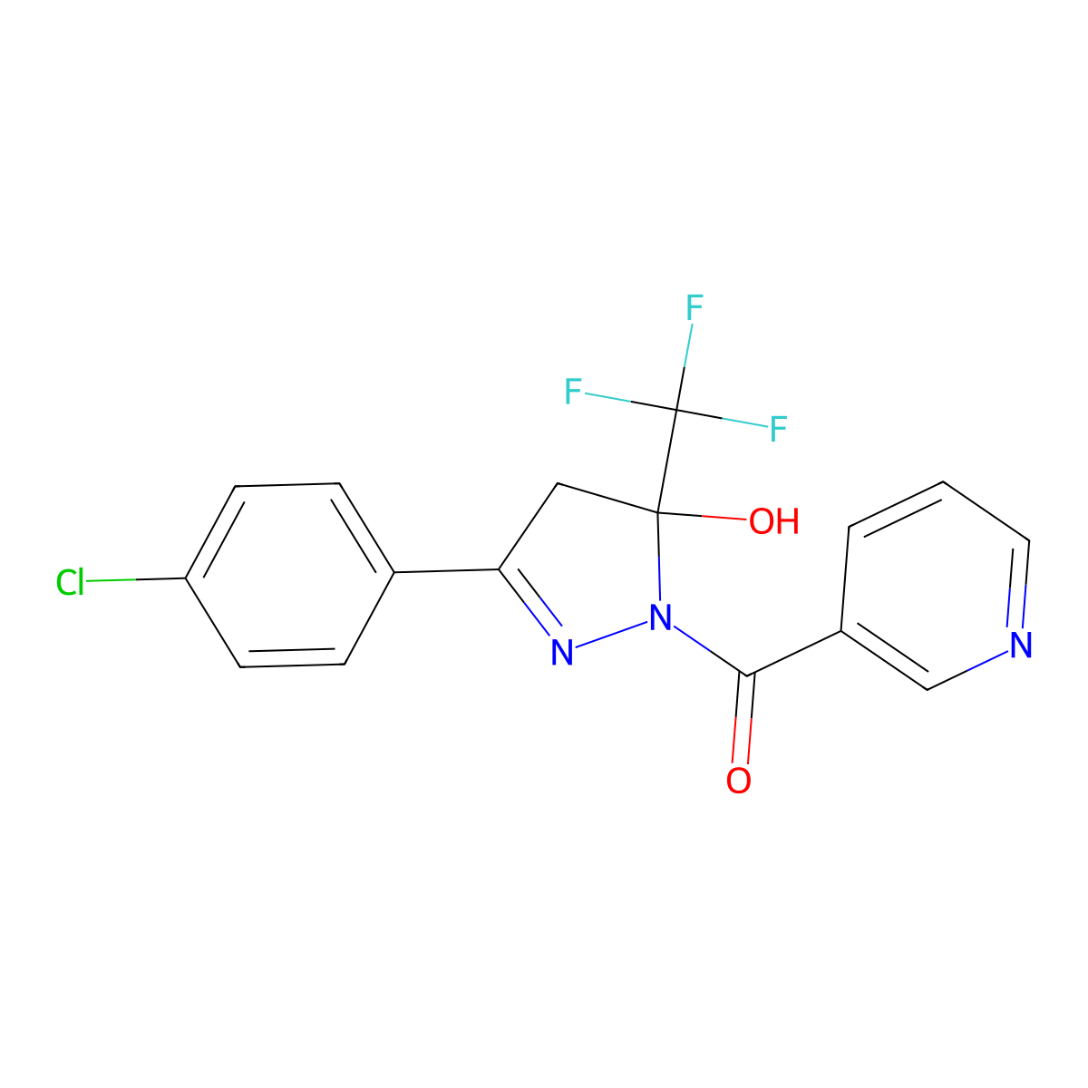 [3-(4-chlorophenyl)-5-hydroxy-5-(trifluoromethyl)-4H-pyrazol-1-yl]-pyridin-3-ylmethanone molecular structure, CAS 372091-61-7