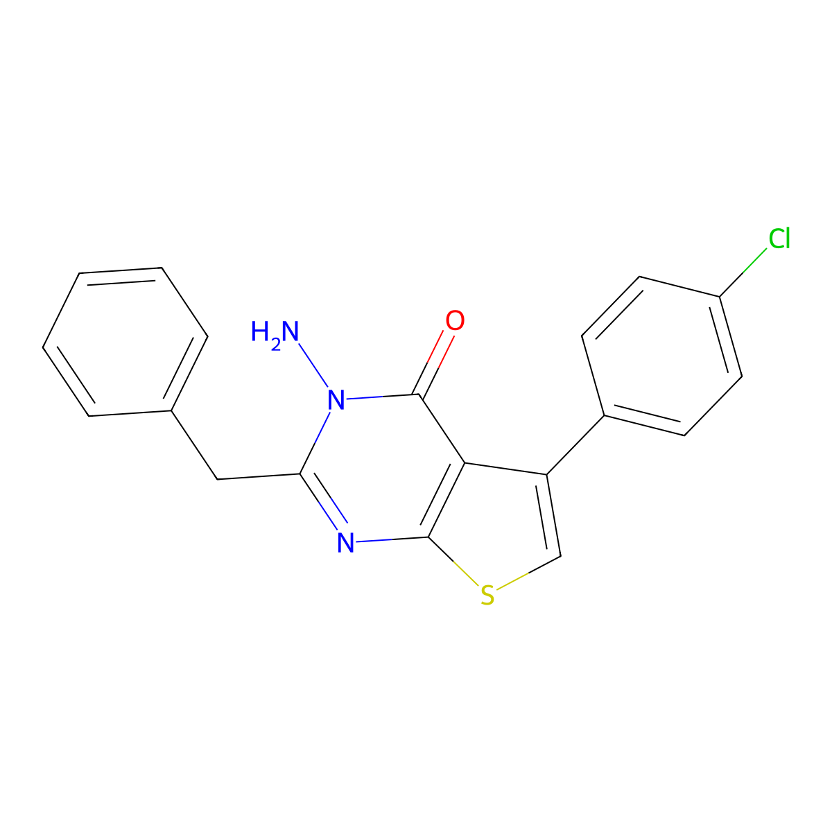 3-amino-2-benzyl-5-(4-chlorophenyl)thieno[2,3-d]pyrimidin-4(3H)-one molecular structure, CAS 372091-80-0