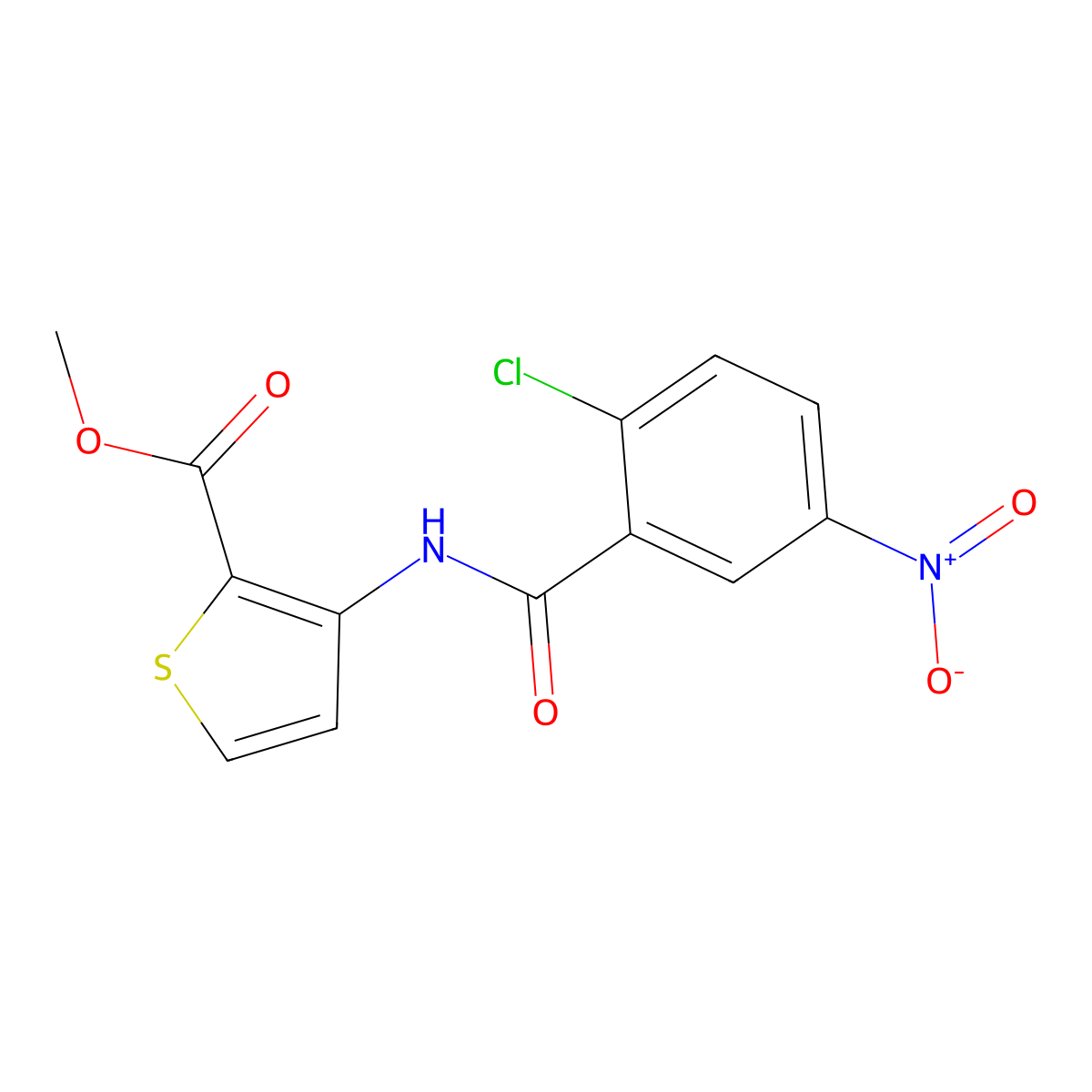 Methyl 3-({2-chloro-5-nitrobenzoyl}amino)-2-thiophenecarboxylate molecular structure, CAS 372094-29-6