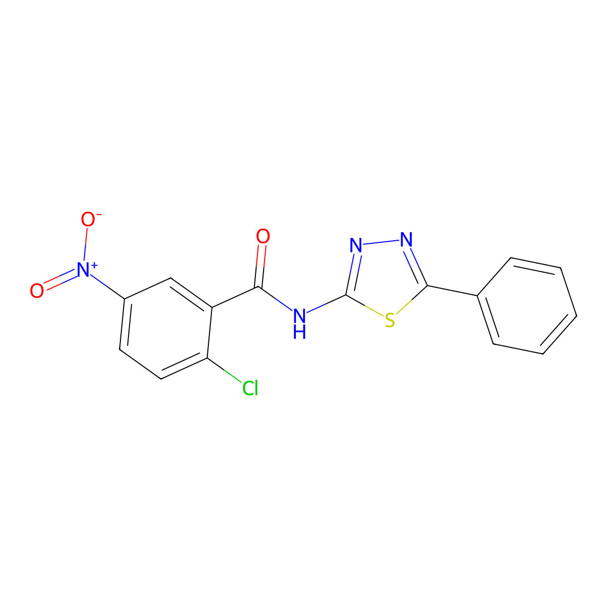 2-chloro-5-nitro-N-(5-phenyl-1,3,4-thiadiazol-2-yl)benzamide molecular structure, CAS 372094-85-4