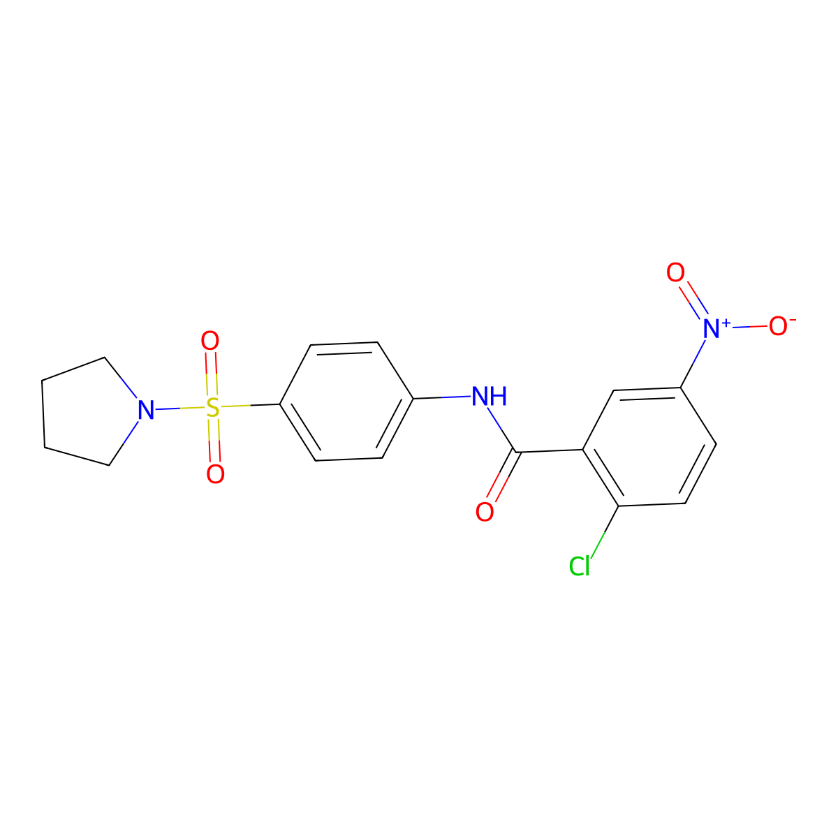 2-chloro-5-nitro-N-(4-pyrrolidin-1-ylsulfonylphenyl)benzamide molecular structure, CAS 372095-23-3