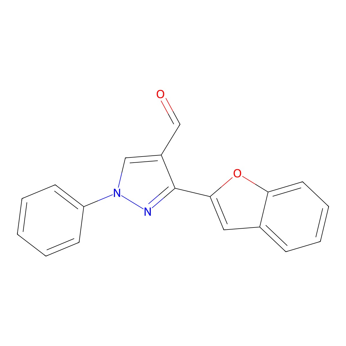 3-(1-benzofuran-2-yl)-1-phenyl-1H-pyrazole-4-carbaldehyde molecular structure, CAS 372098-13-0