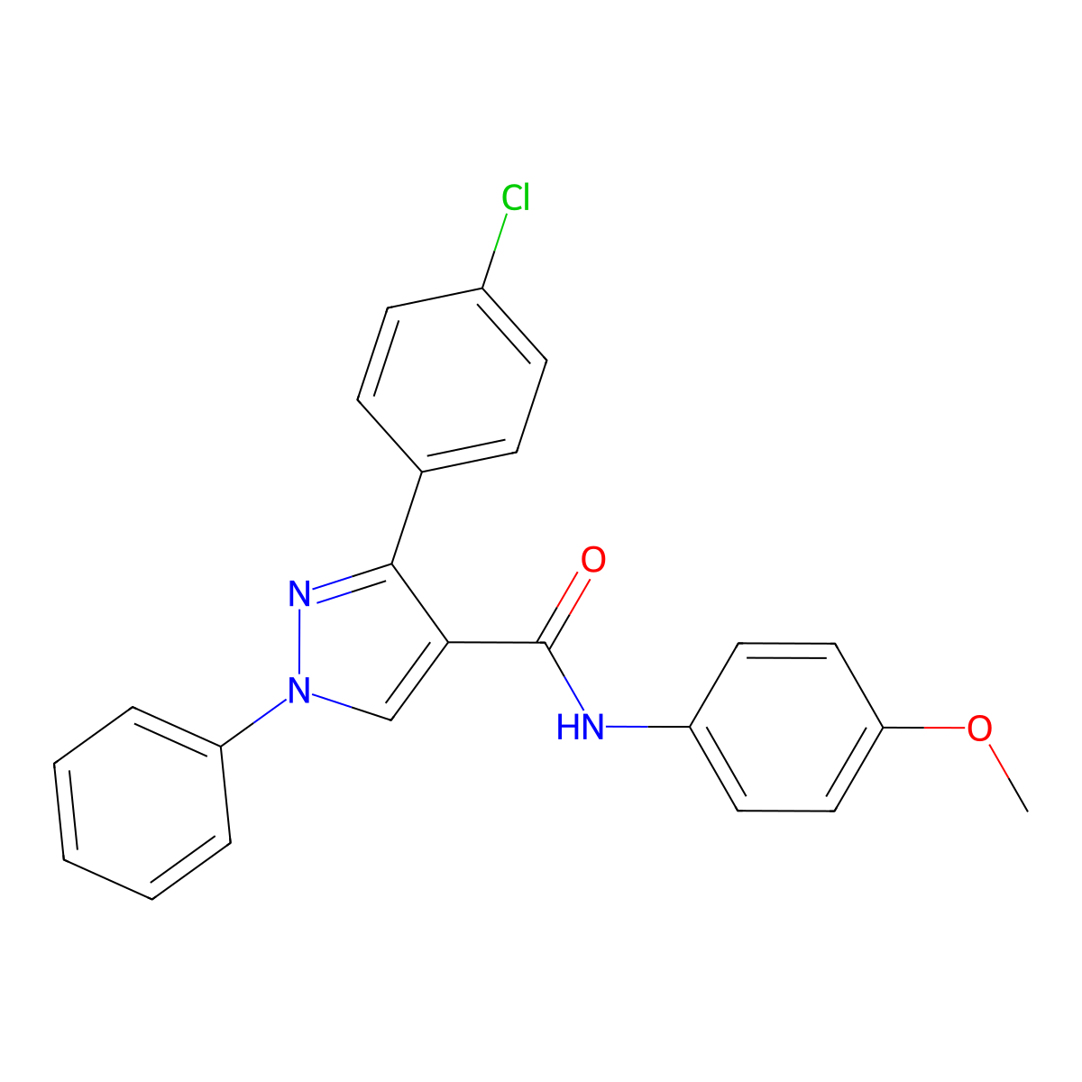 3-(4-chlorophenyl)-N-(4-methoxyphenyl)-1-phenyl-1H-pyrazole-4-carboxamide molecular structure, CAS 372098-59-4