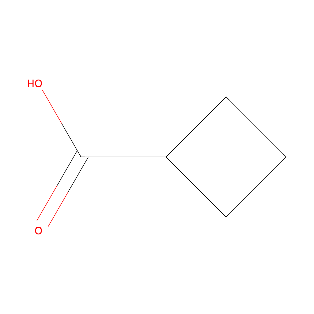 Cyclobutanecarboxylic acid molecular structure, CAS 3721-95-7