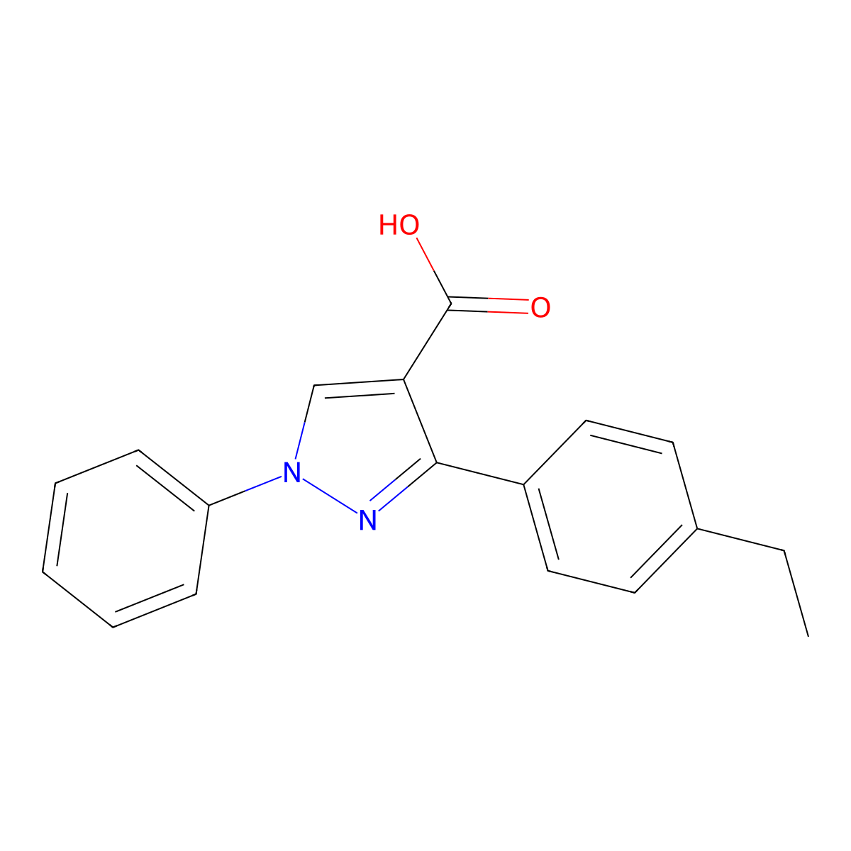 3-(4-ethylphenyl)-1-phenyl-1H-pyrazole-4-carboxylic acid molecular structure, CAS 372107-16-9