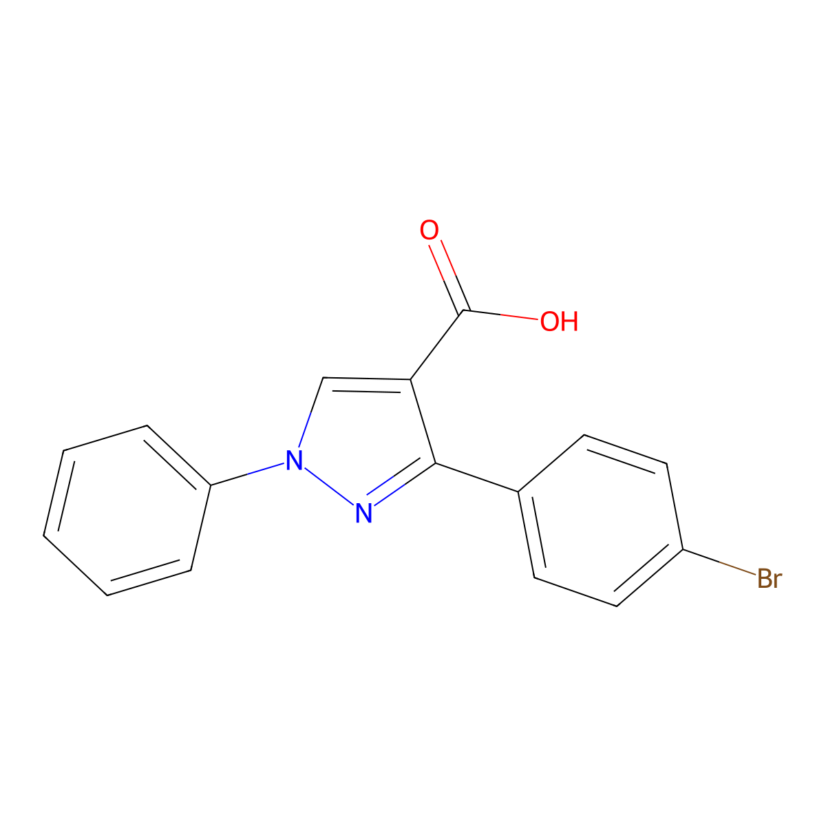 3-(4-bromophenyl)-1-phenyl-1H-pyrazole-4-carboxylic acid molecular structure, CAS 372107-34-1