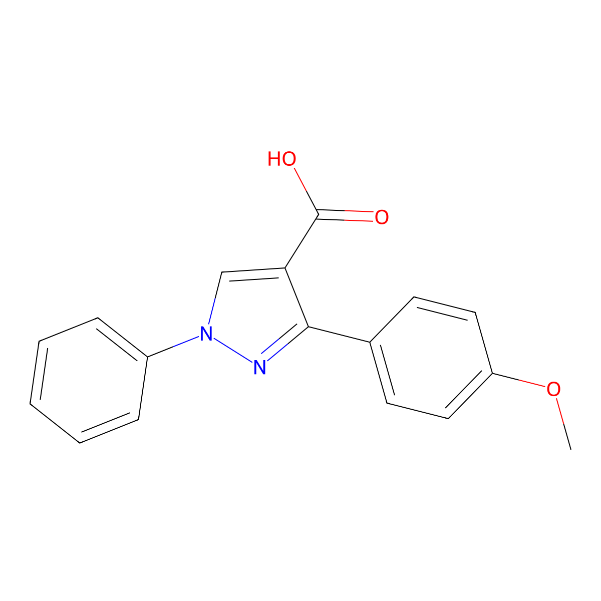 3-(4-Methoxyphenyl)-1-phenyl-1H-pyrazole-4-carboxylic acid molecular structure, CAS 372107-36-3