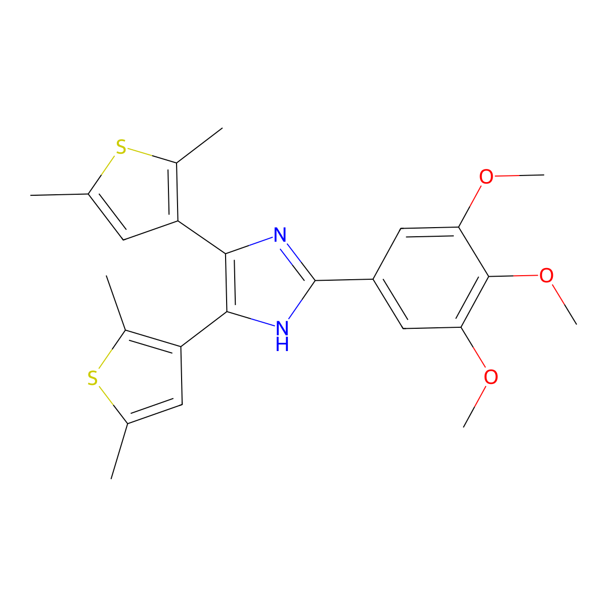 4,5-bis(2,5-dimethylthiophen-3-yl)-2-(3,4,5-trimethoxyphenyl)-1H-imidazole molecular structure, CAS 372111-74-5