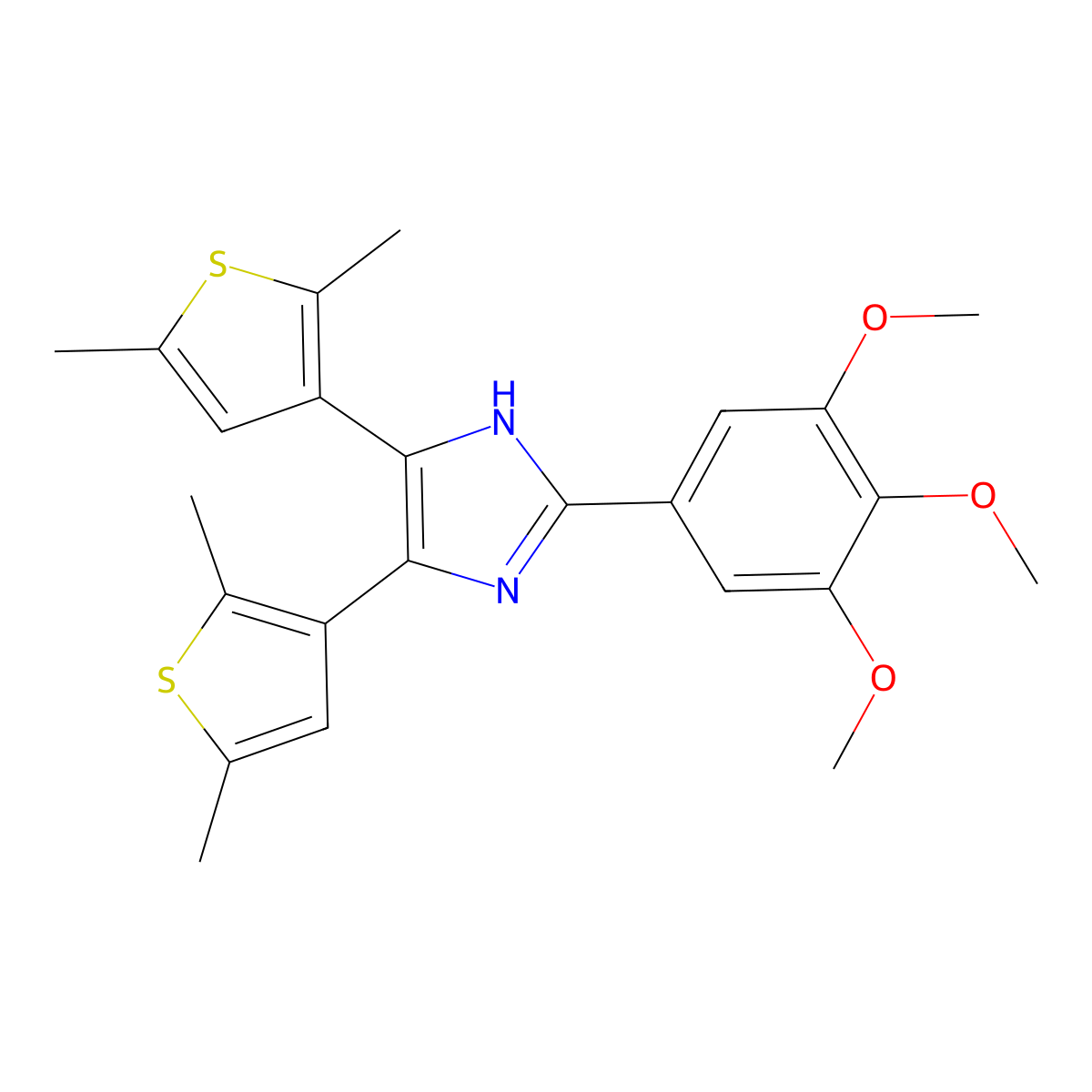 4,5-bis(2,5-dimethylthiophen-3-yl)-2-(3,4,5-trimethoxyphenyl)-1H-imidazole molecular structure, CAS 372111-74-5