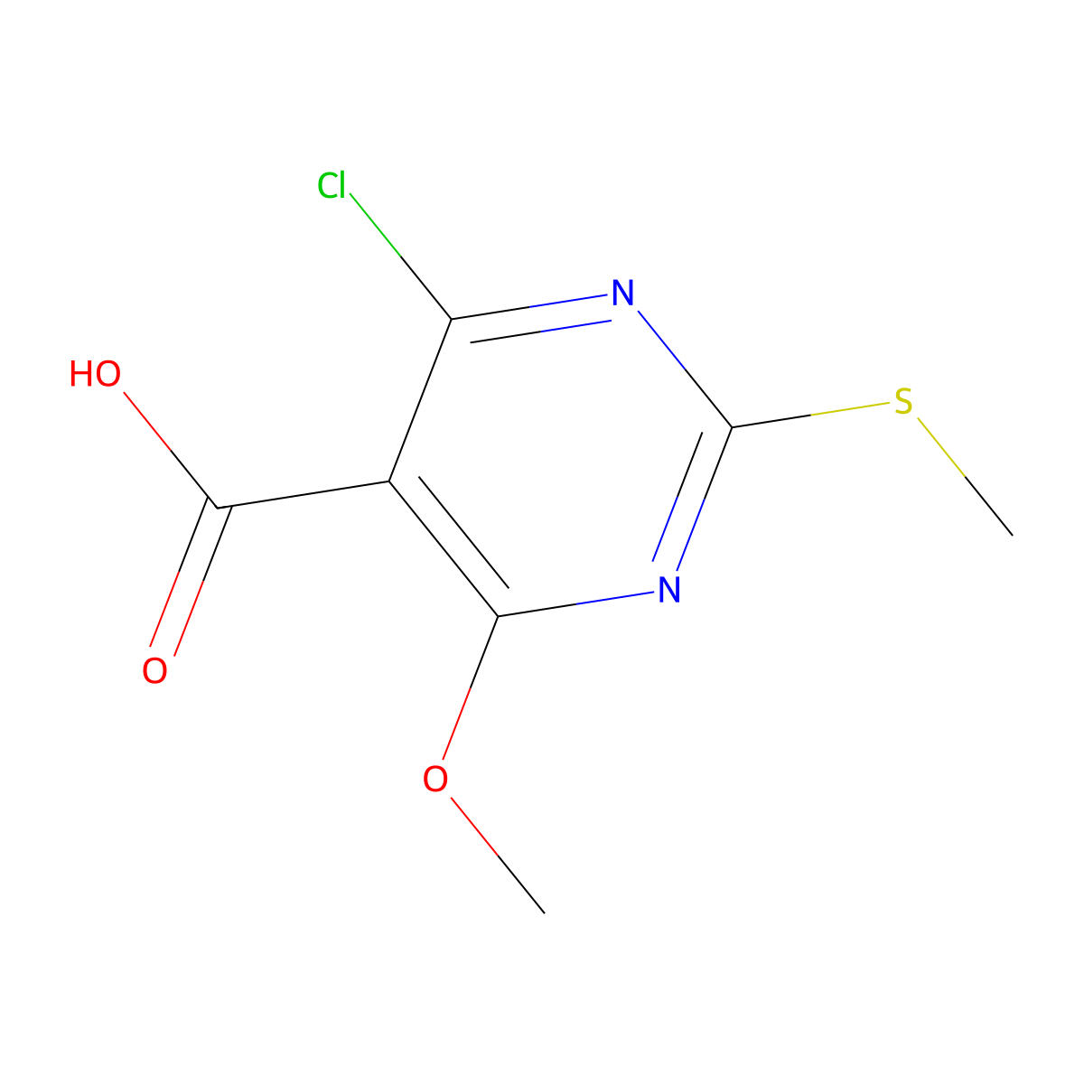 4-Chloro-6-methoxy-2-(methylsulfanyl)pyrimidine-5-carboxylic acid molecular structure, CAS 372118-63-3