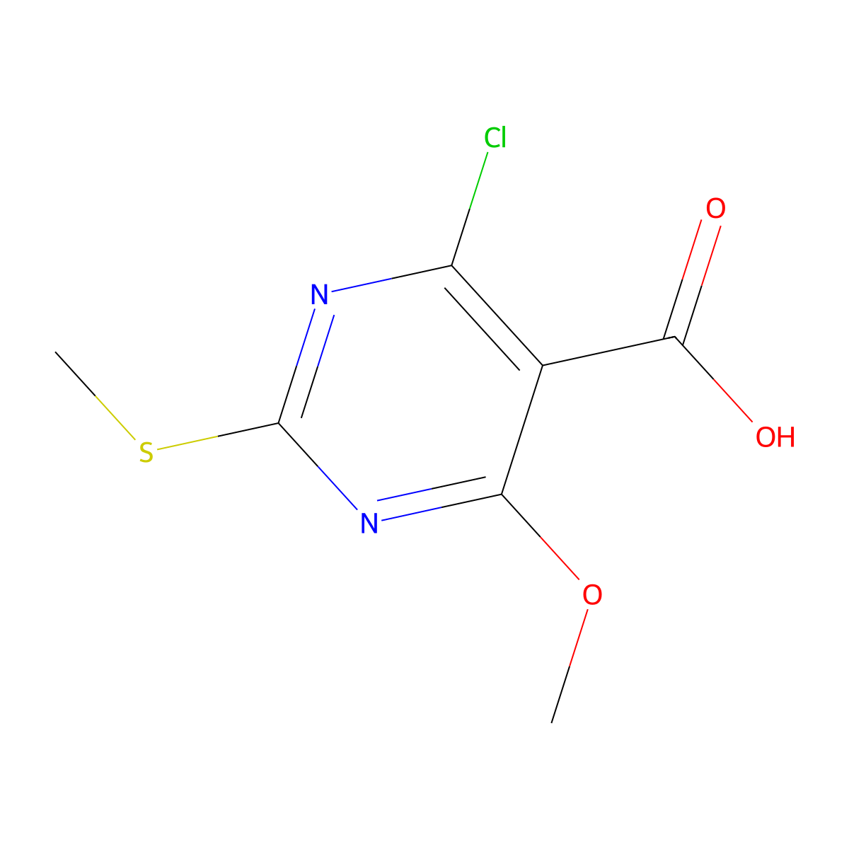 4-Chloro-6-methoxy-2-(methylsulfanyl)pyrimidine-5-carboxylic acid molecular structure, CAS 372118-63-3