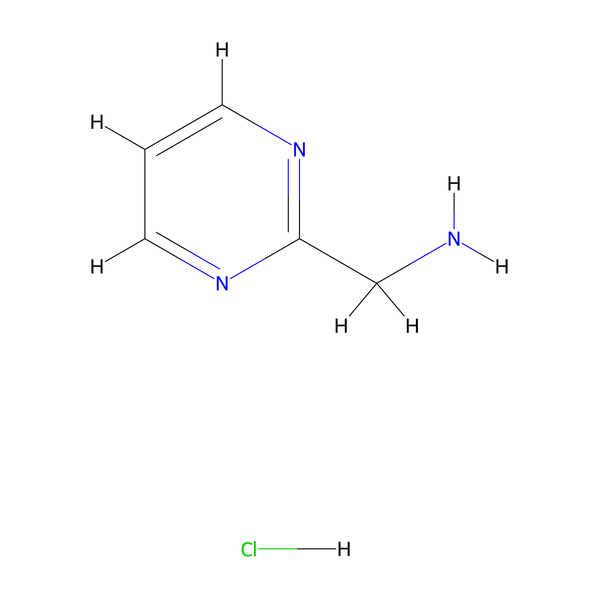 1-(Pyrimidin-2-yl)methanamine hydrochloride (1:1) molecular structure, CAS 372118-67-7
