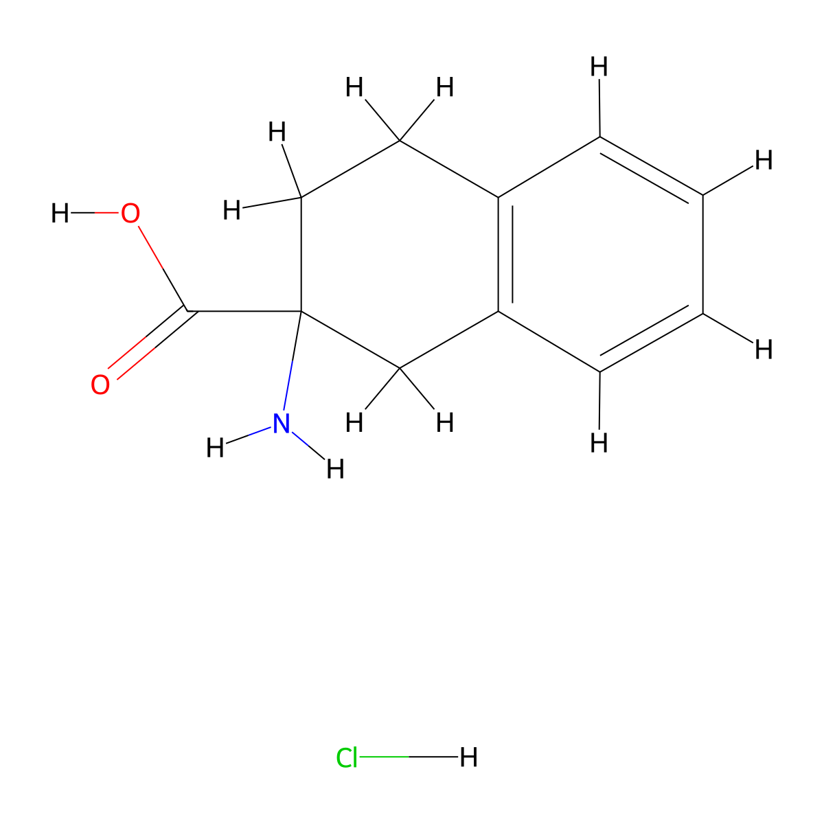 2-Amino-1,2,3,4-tetrahydronaphthalene-2-carboxylic acid hydrochloride molecular structure, CAS 372143-98-1