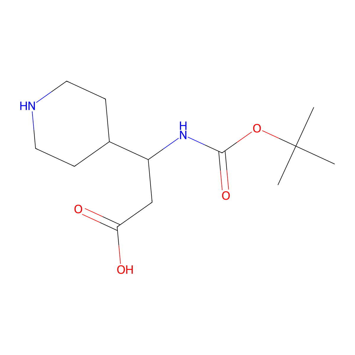 3-N-Boc-amino-3-(4')-piperidine-propionic acid molecular structure, CAS 372144-03-1