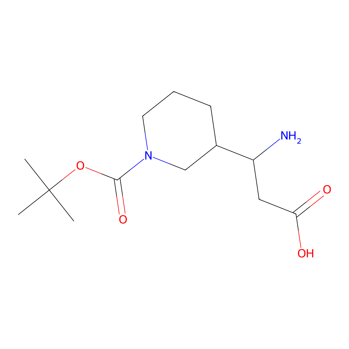 3-Amino-3-(1-(tert-butoxycarbonyl)piperidin-3-yl)propanoic acid molecular structure, CAS 372144-08-6