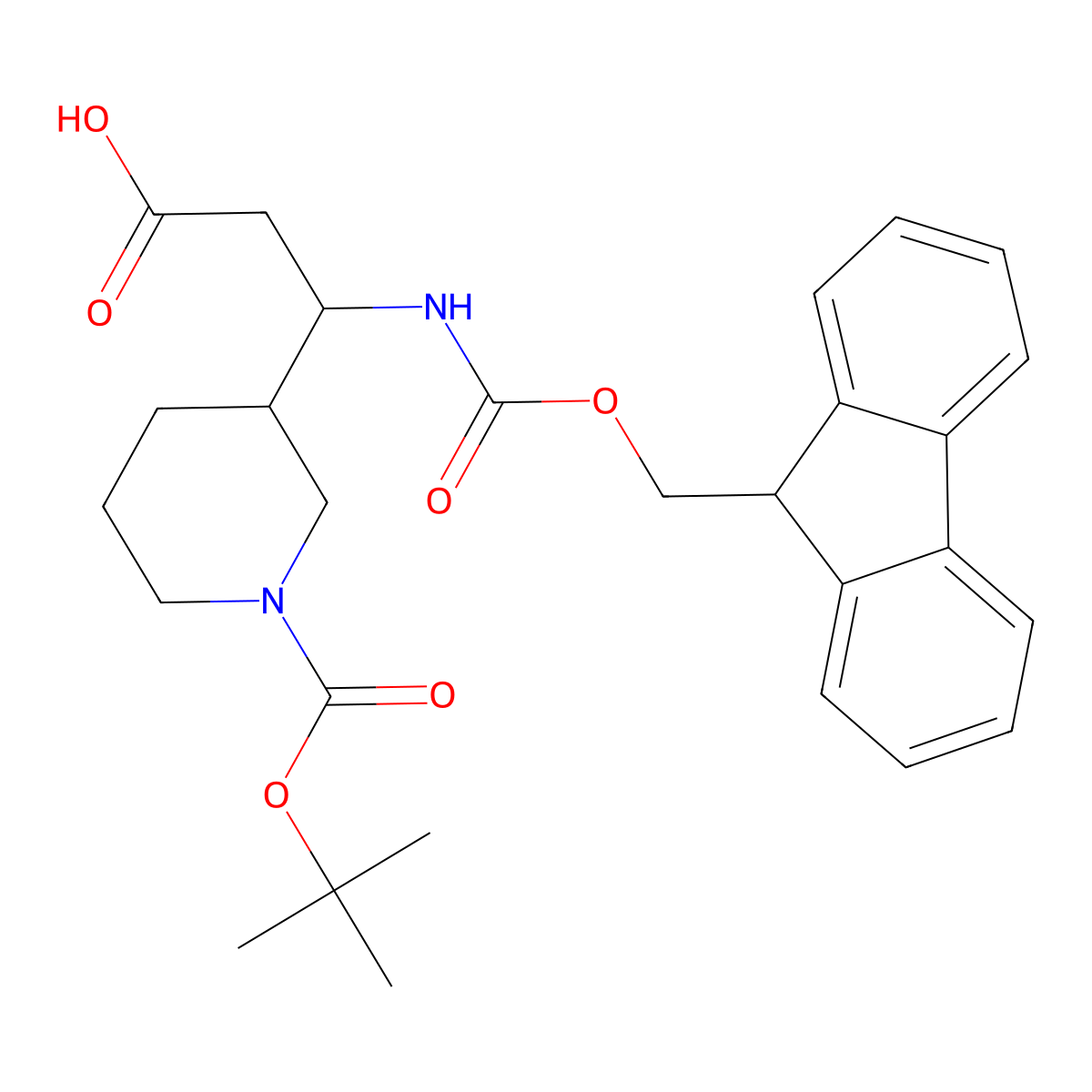 3-(Fmoc-amino)-3-(1-boc-3-piperidyl)propanoic acid molecular structure, CAS 372144-11-1