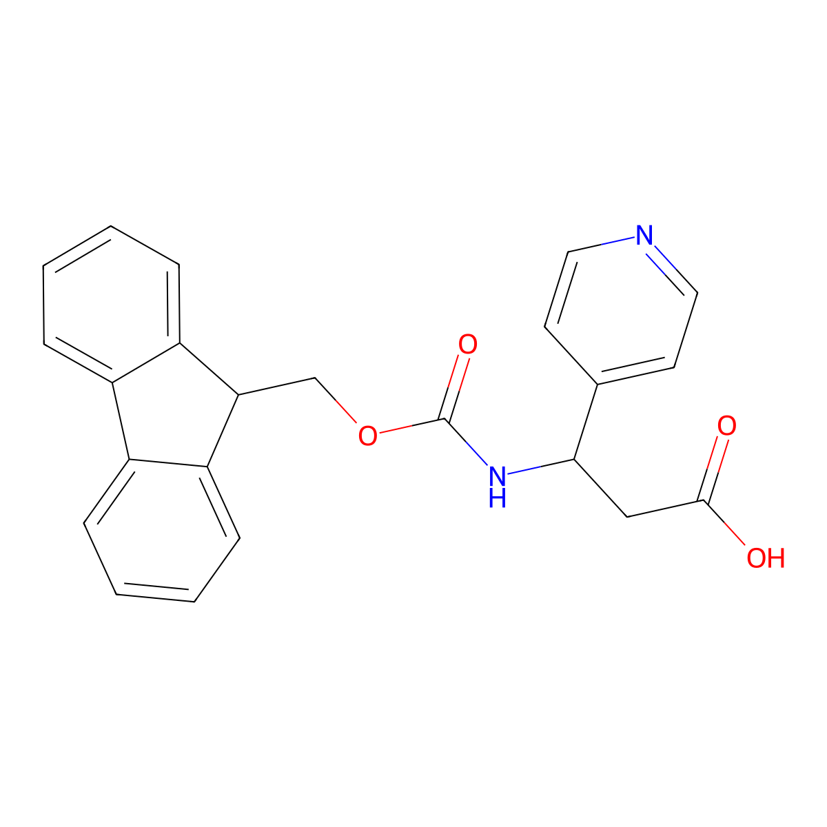 3-((((9H-fluoren-9-yl)methoxy)carbonyl)amino)-3-(pyridin-4-yl)propanoic acid molecular structure, CAS 372144-23-5