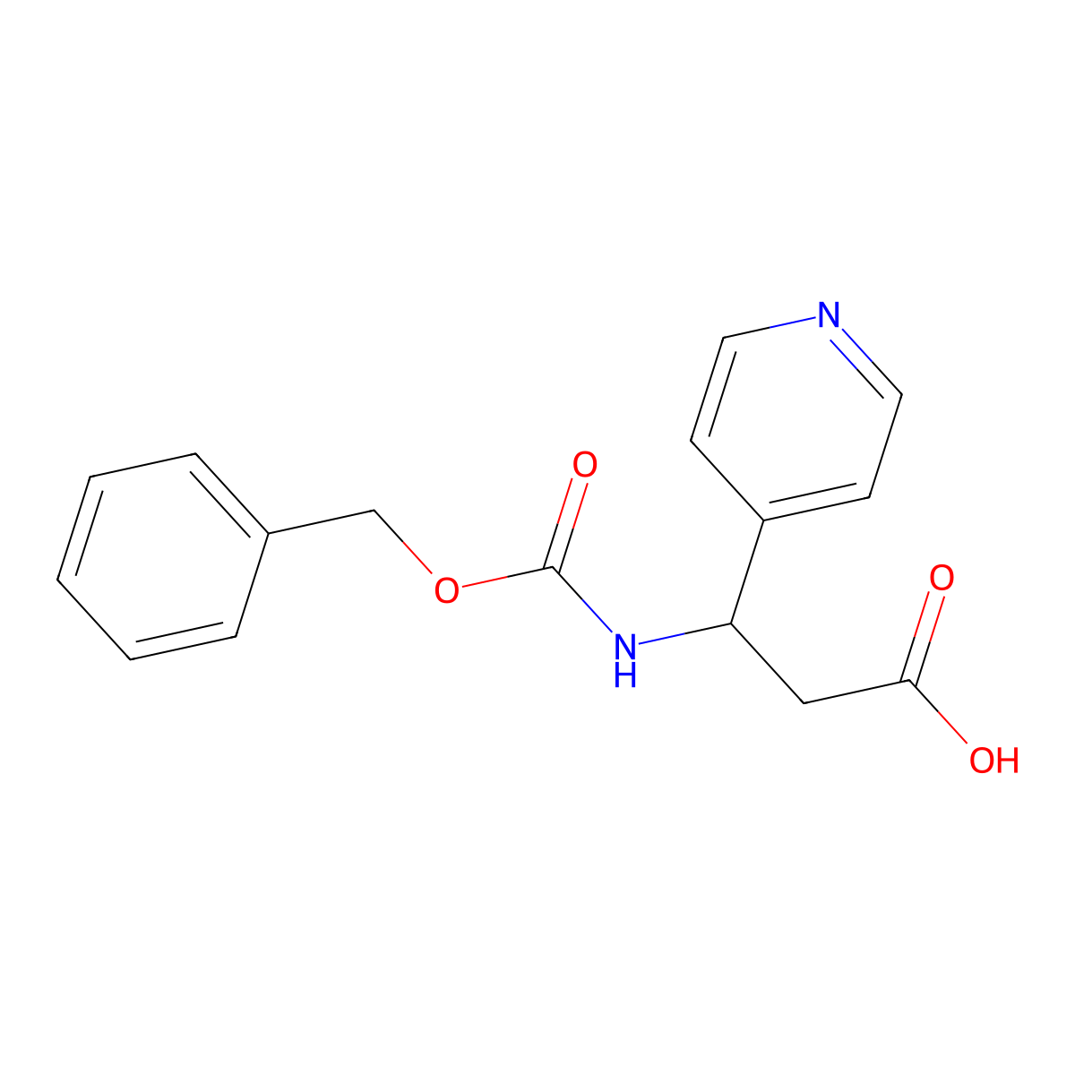 3-{[(Benzyloxy)carbonyl]amino}-3-(pyridin-4-yl)propanoic acid molecular structure, CAS 372144-24-6