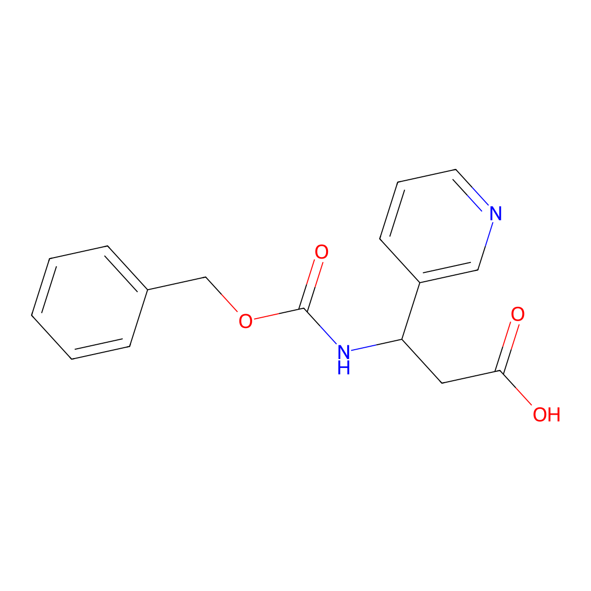 3-{[(Benzyloxy)carbonyl]amino}-3-(pyridin-3-yl)propanoic acid molecular structure, CAS 372144-25-7