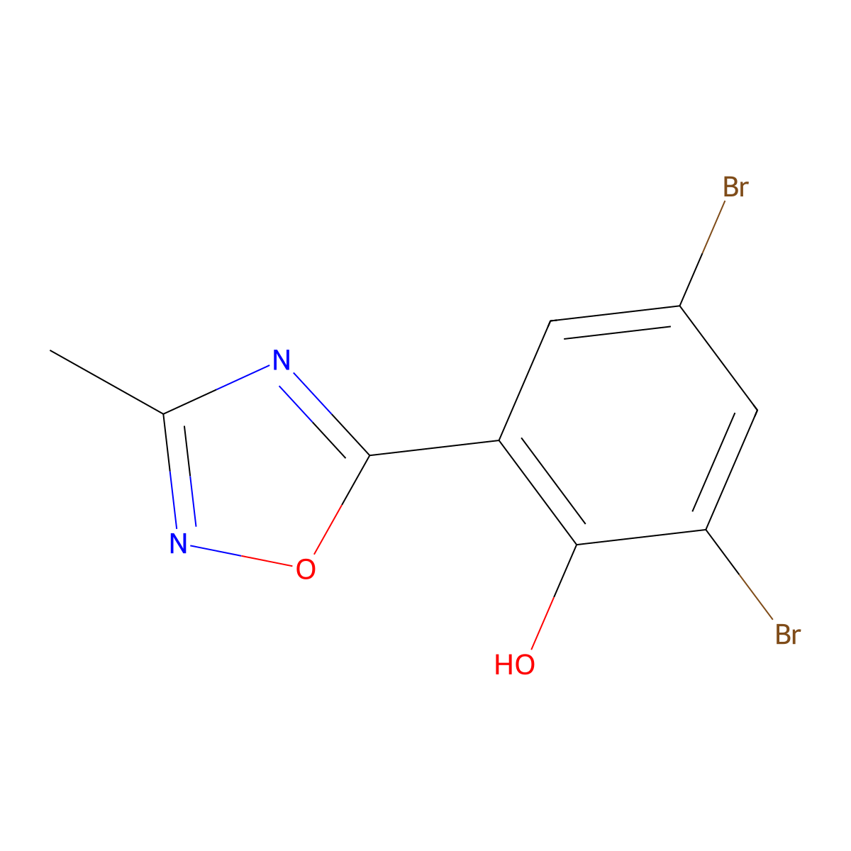2,4-Dibromo-6-(3-methyl-1,2,4-oxadiazol-5-yl)phenol molecular structure, CAS 372152-75-5