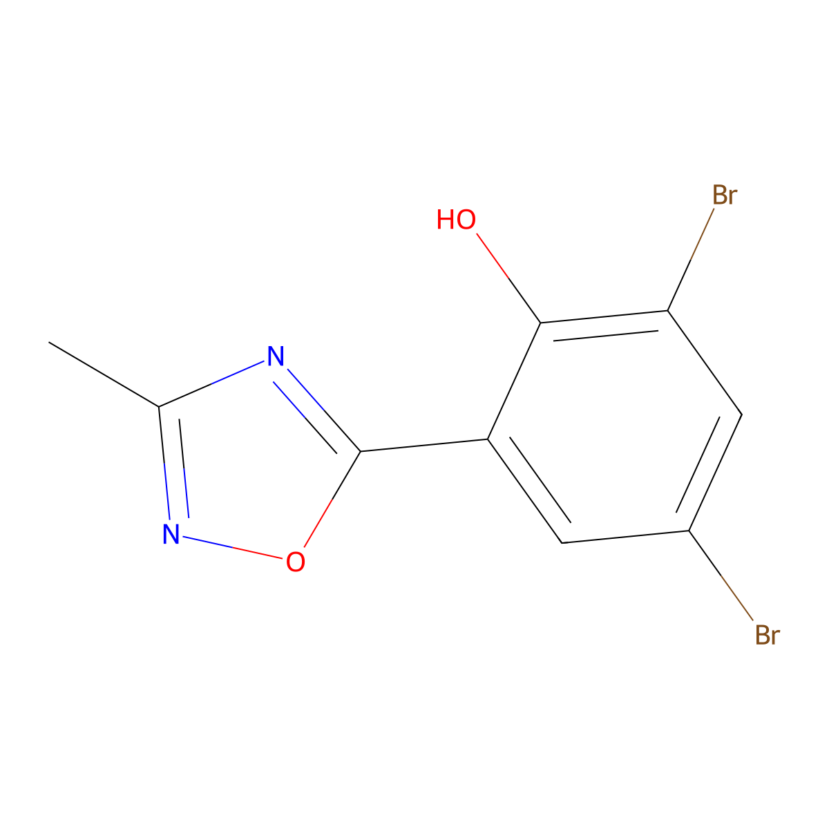2,4-Dibromo-6-(3-methyl-1,2,4-oxadiazol-5-yl)phenol molecular structure, CAS 372152-75-5