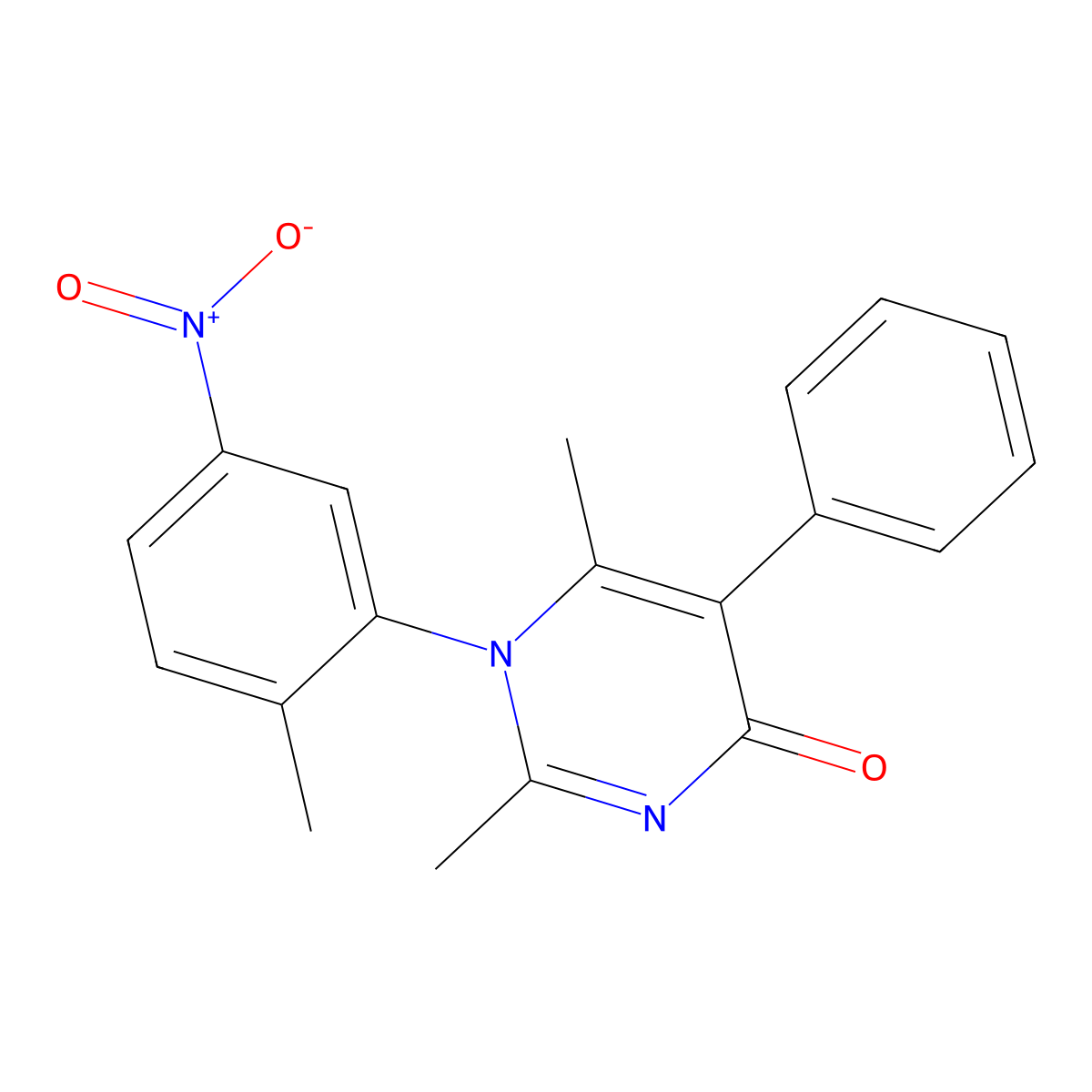 2,6-Dimethyl-1-(2-methyl-5-nitrophenyl)-5-phenylpyrimidin-4-one molecular structure, CAS 372154-69-3
