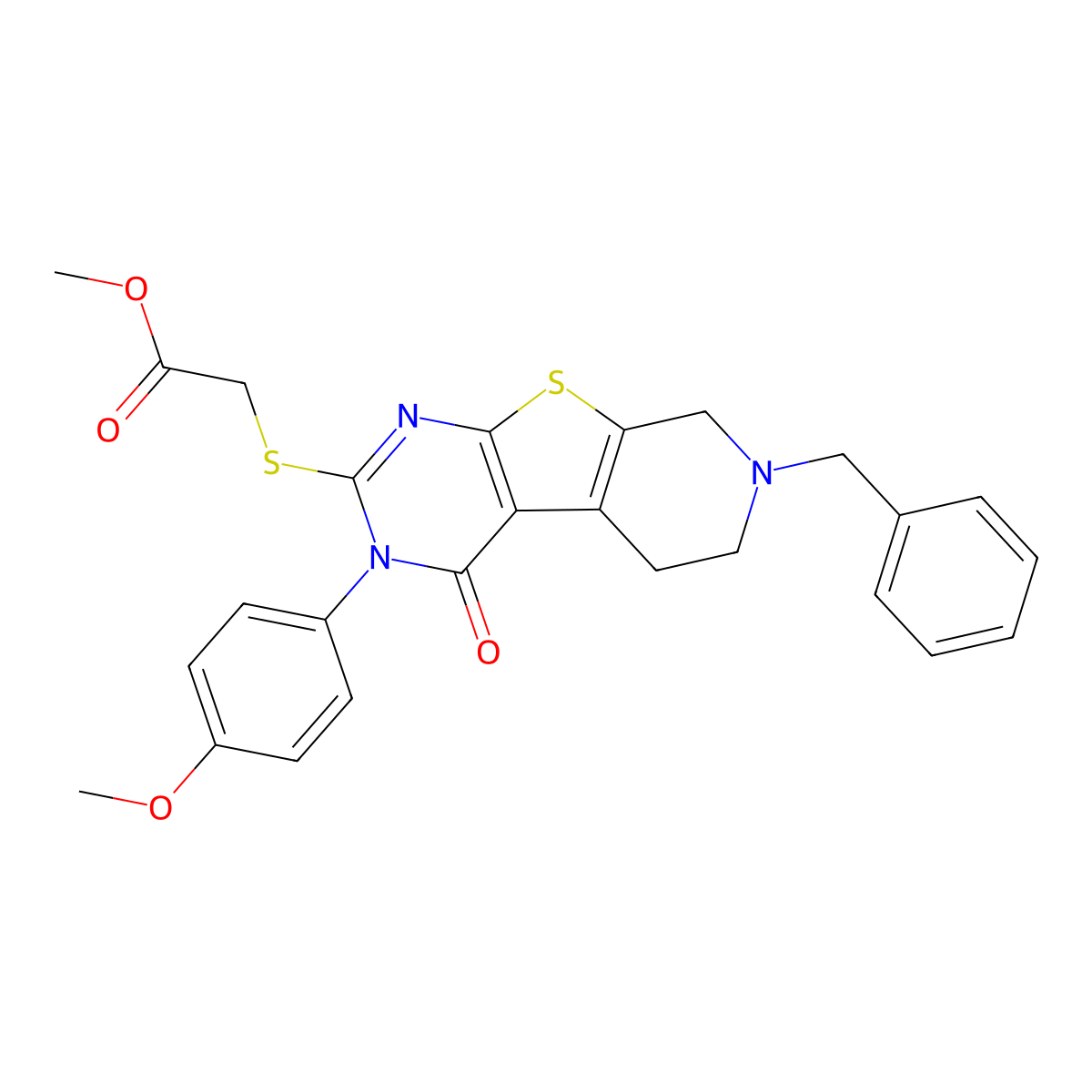 Methyl 2-[[11-benzyl-4-(4-methoxyphenyl)-3-oxo-8-thia-4,6,11-triazatricyclo[7.4.0.02,7]trideca-1(9),2(7),5-trien-5-yl]sulfanyl]acetate molecular structure, CAS 372154-97-7