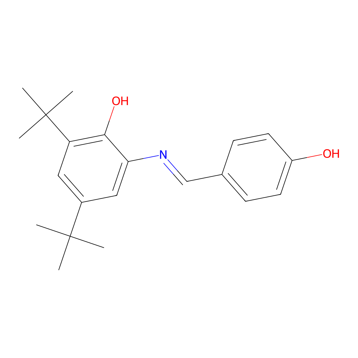 (E)-2,4-di-tert-butyl-6-((4-hydroxybenzylidene)amino)phenol molecular structure, CAS 372156-00-8