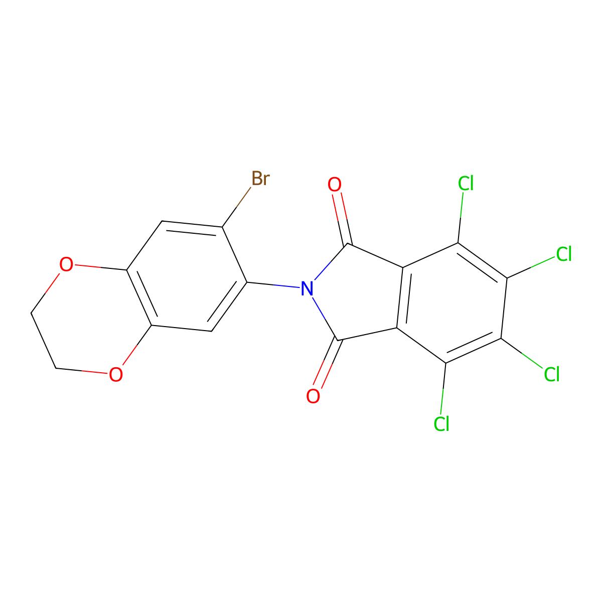 2-(6-Bromo-2,3-dihydro-1,4-benzodioxin-7-yl)-4,5,6,7-tetrachloroisoindole-1,3-dione molecular structure, CAS 372156-25-7