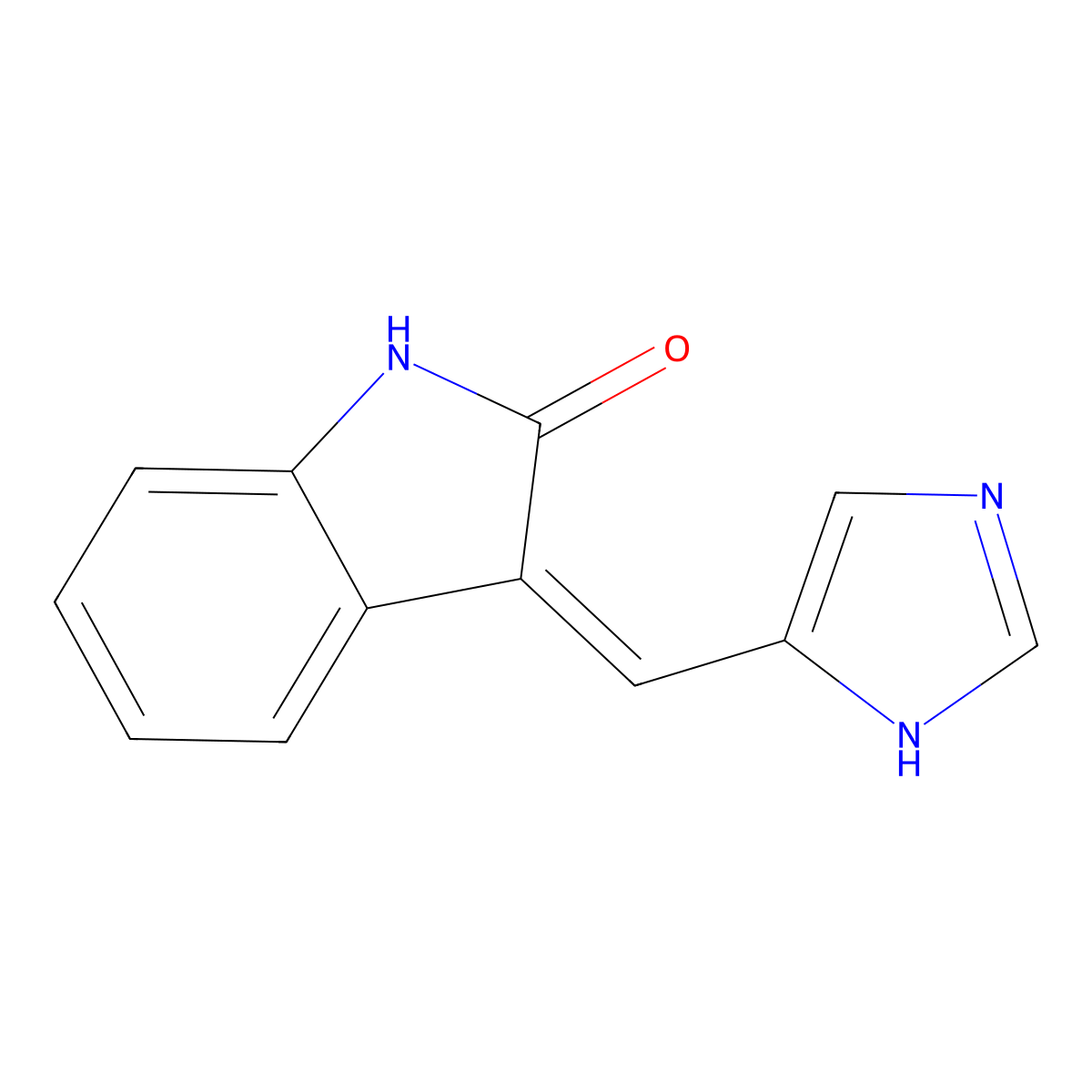 3-(1H-imidazol-5-ylmethylene)-1,3-dihydro-2H-indol-2-one molecular structure, CAS 372164-79-9