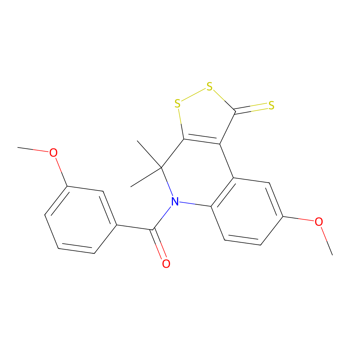 (8-methoxy-4,4-dimethyl-1-thioxo-1,4-dihydro-5H-[1,2]dithiolo[3,4-c]quinolin-5-yl)(3-methoxyphenyl)methanone molecular structure, CAS 372171-38-5