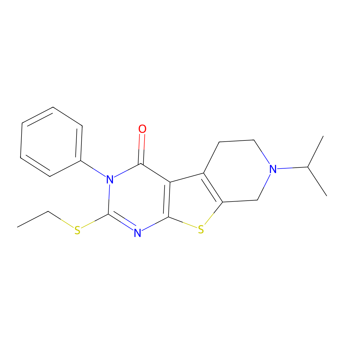 2-(ethylsulfanyl)-3-phenyl-7-(propan-2-yl)-5,6,7,8-tetrahydropyrido[4',3':4,5]thieno[2,3-d]pyrimidin-4(3H)-one molecular structure, CAS 372171-40-9