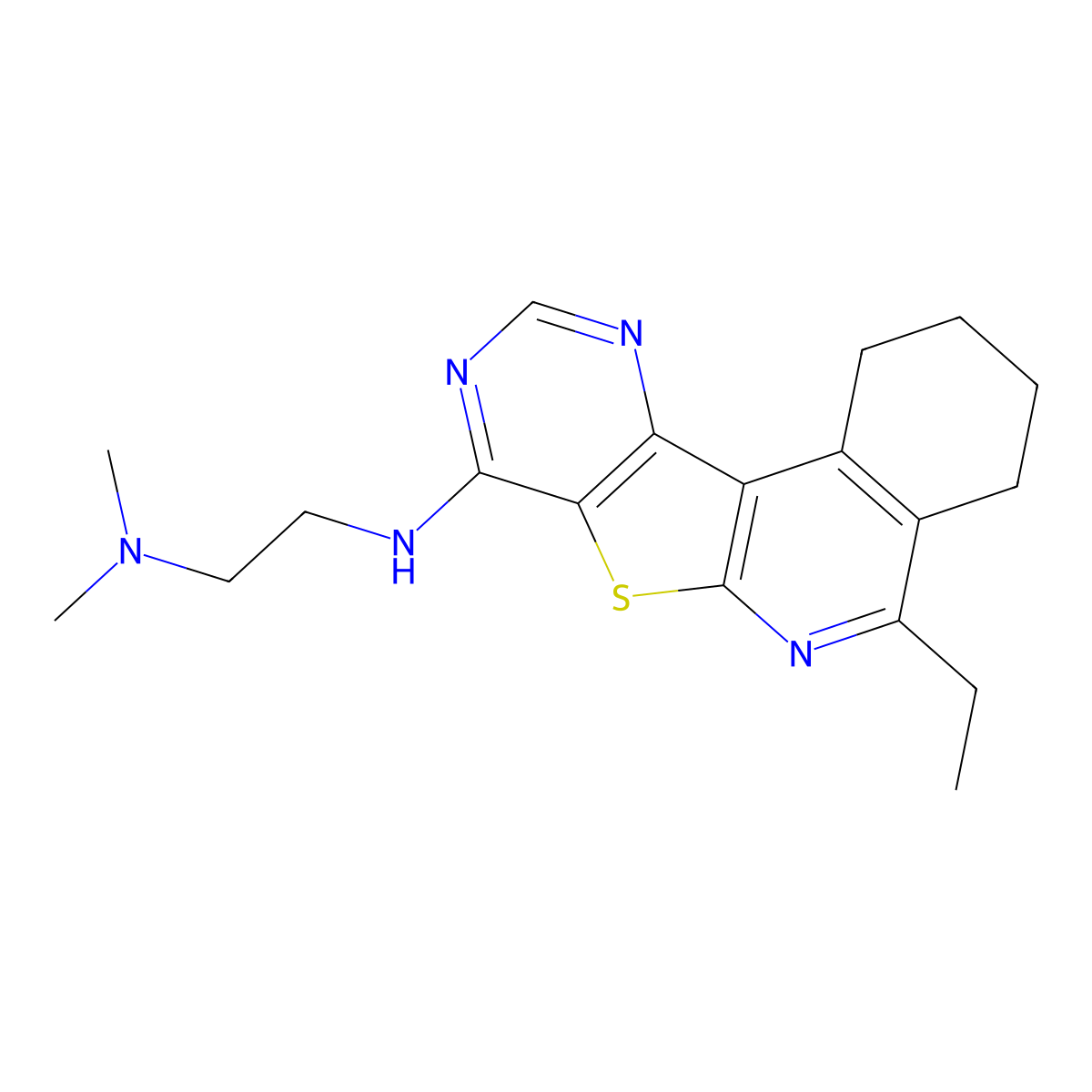 N1-(5-Ethyl-1,2,3,4-tetrahydropyrimido[4',5':4,5]thieno[2,3-c]isoquinolin-8-yl)-N2,N2-dimethylethane-1,2-diamine molecular structure, CAS 372171-81-8