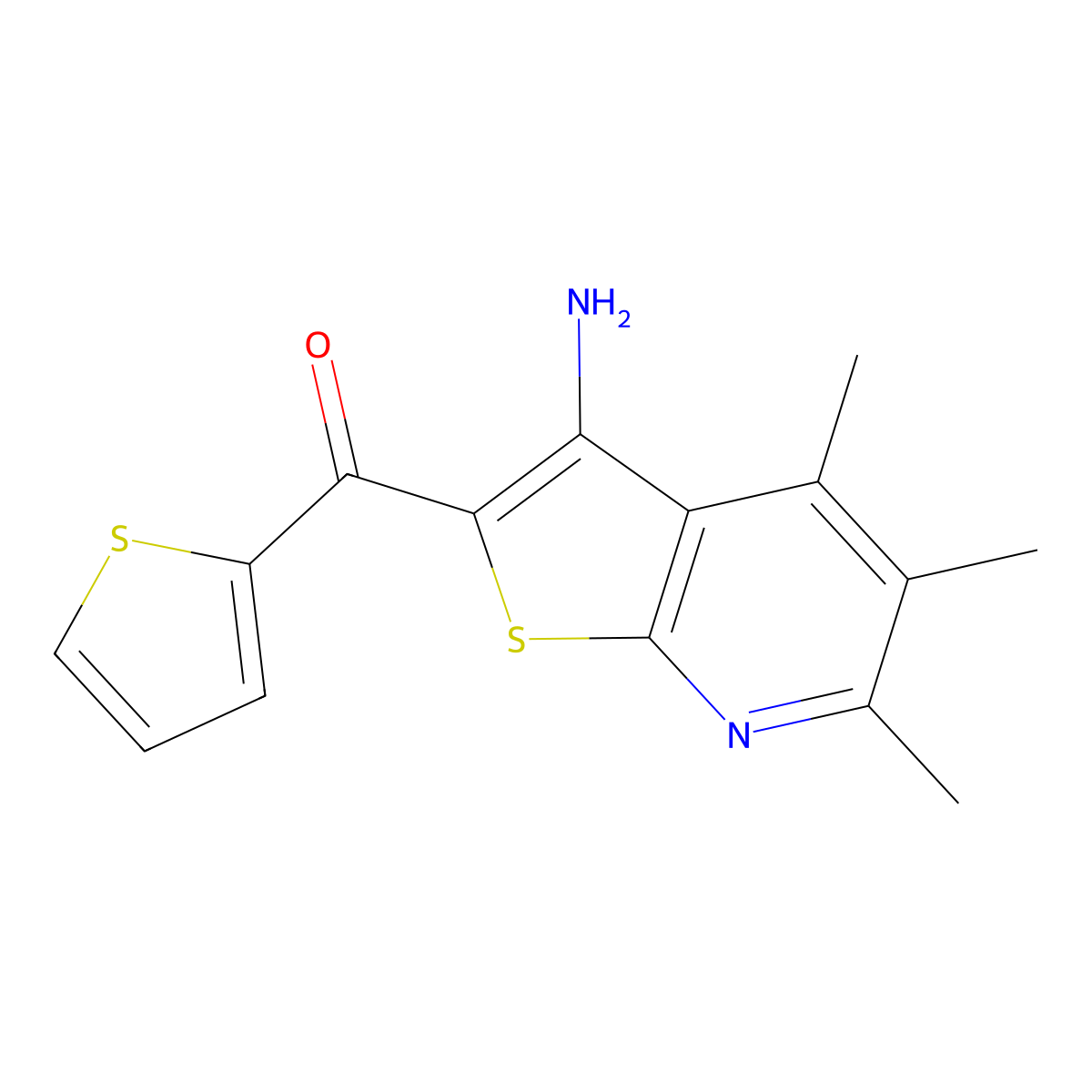 (3-Amino-4,5,6-trimethylthieno[2,3-b]pyridin-2-yl)-thiophen-2-ylmethanone molecular structure, CAS 372171-91-0