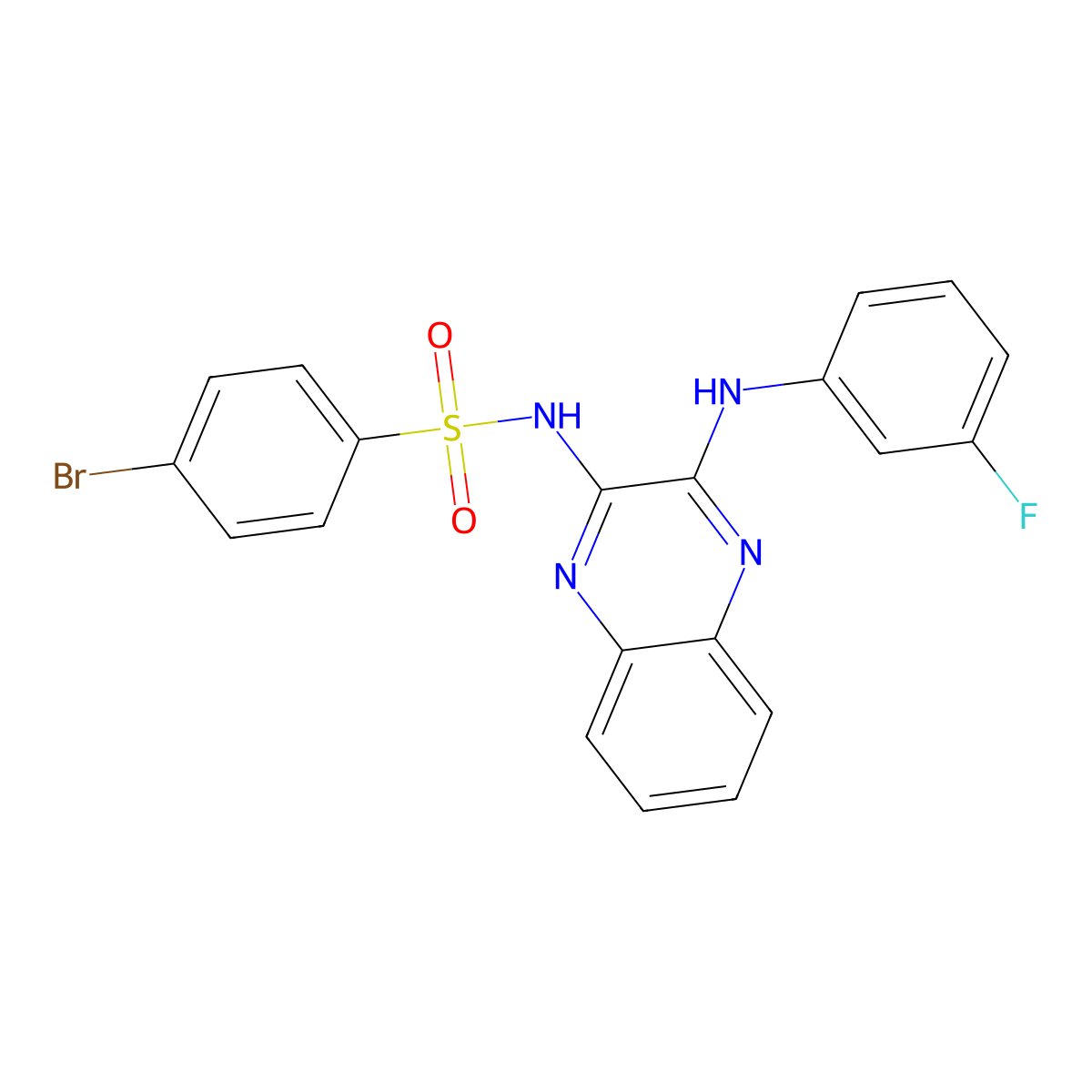 4-bromo-N-[3-(3-fluoroanilino)quinoxalin-2-yl]benzenesulfonamide molecular structure, CAS 372172-21-9