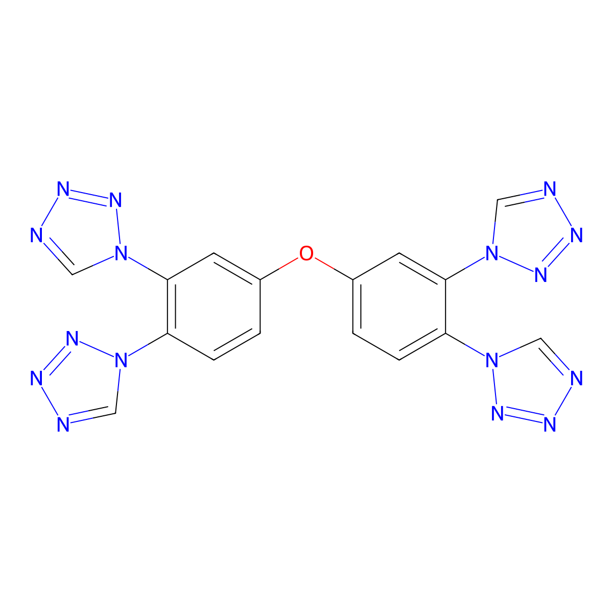 1,1',1'',1'''-(oxydibenzene-4,1,2-triyl)tetrakis(1H-tetrazole) molecular structure, CAS 372172-59-3