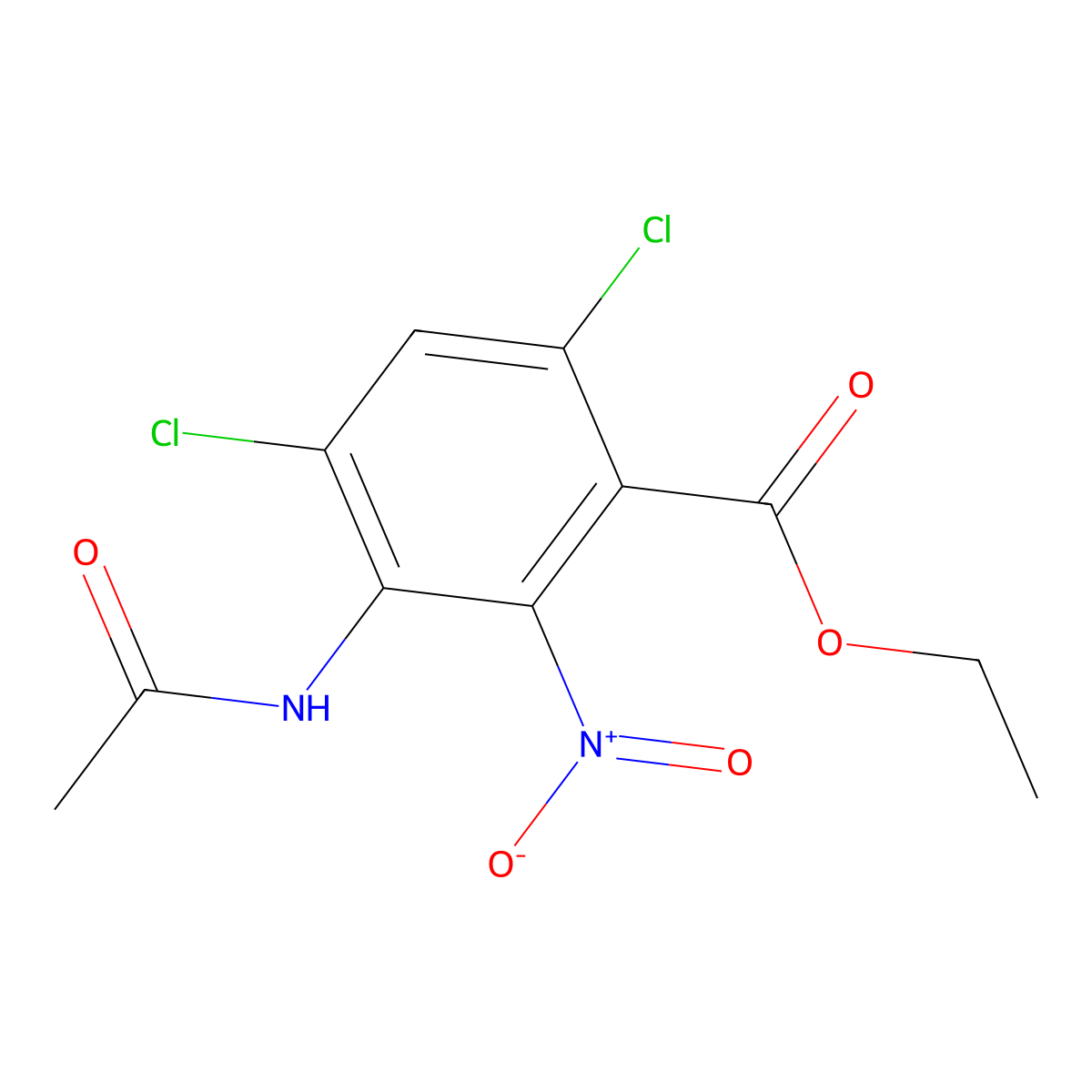 Ethyl 3-acetamido-4,6-dichloro-2-nitrobenzoate molecular structure, CAS 372172-99-1