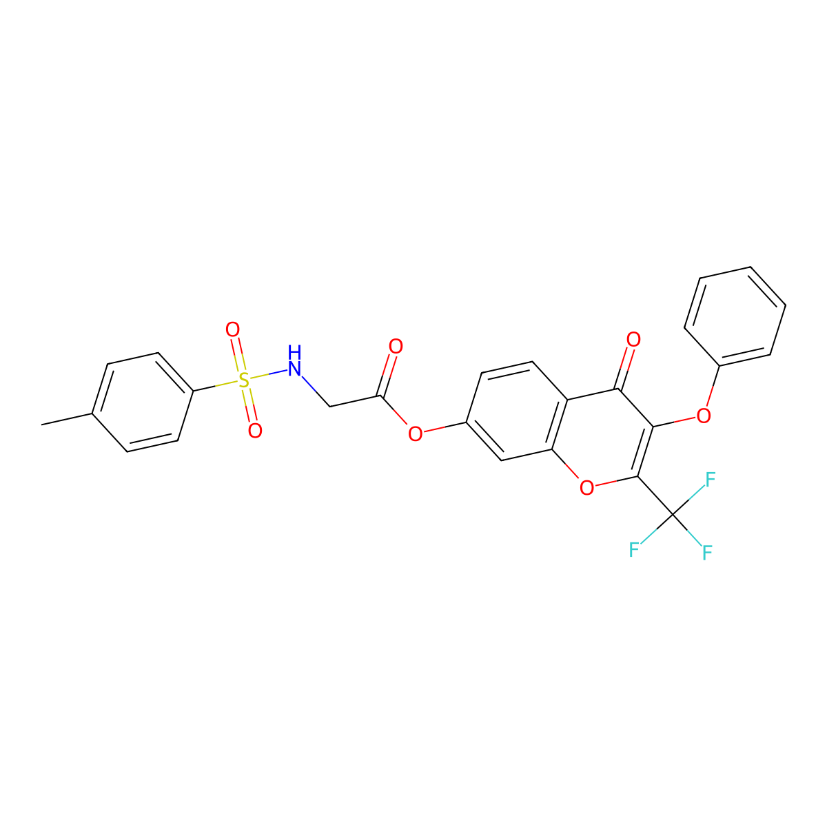4-oxo-3-phenoxy-2-(trifluoromethyl)-4H-chromen-7-yl N-[(4-methylphenyl)sulfonyl]glycinate molecular structure, CAS 372173-99-4