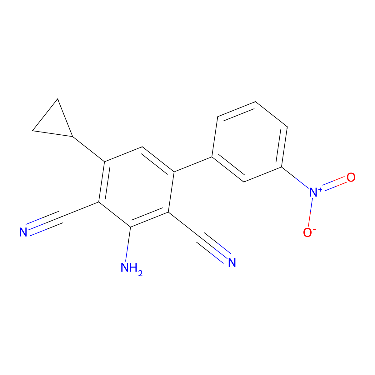 2-Amino-4-cyclopropyl-6-(3-nitrophenyl)benzene-1,3-dicarbonitrile molecular structure, CAS 372174-75-9