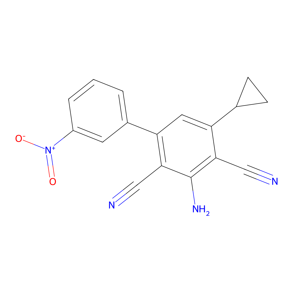2-Amino-4-cyclopropyl-6-(3-nitrophenyl)benzene-1,3-dicarbonitrile molecular structure, CAS 372174-75-9