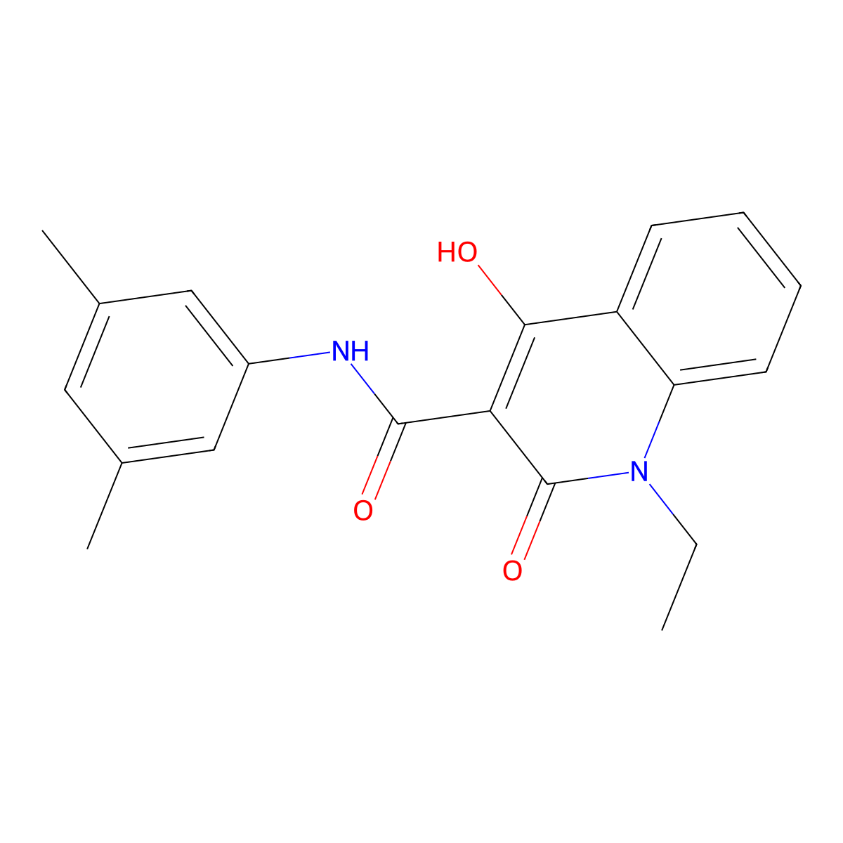 N-(3,5-dimethylphenyl)-1-ethyl-4-hydroxy-2-oxo-1,2-dihydroquinoline-3-carboxamide molecular structure, CAS 372174-80-6