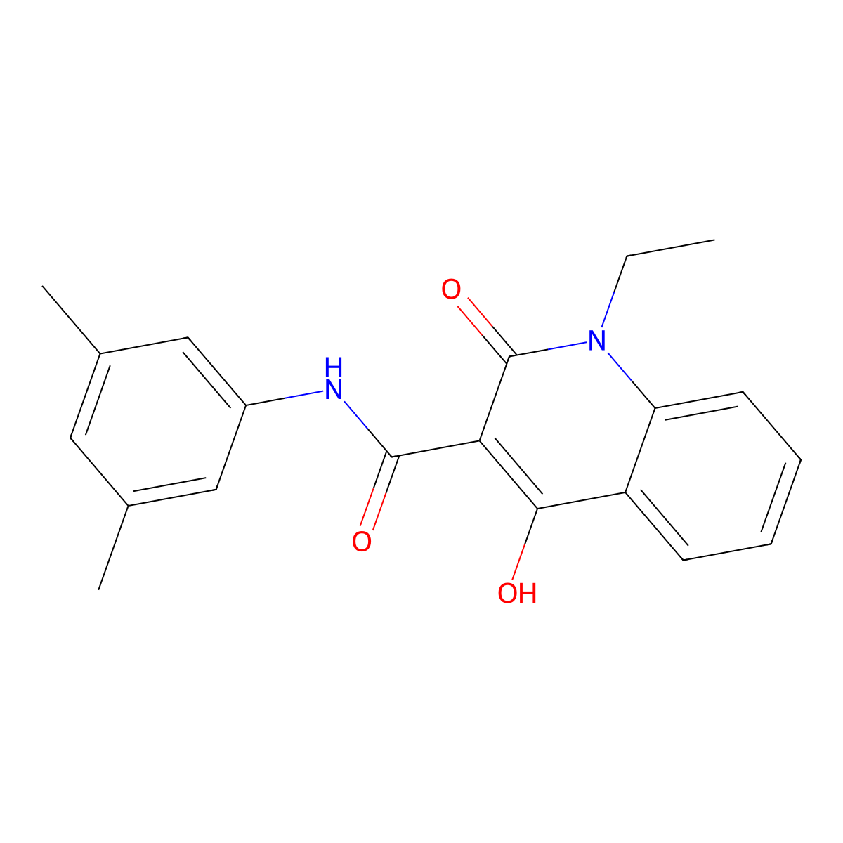 N-(3,5-dimethylphenyl)-1-ethyl-4-hydroxy-2-oxo-1,2-dihydroquinoline-3-carboxamide molecular structure, CAS 372174-80-6
