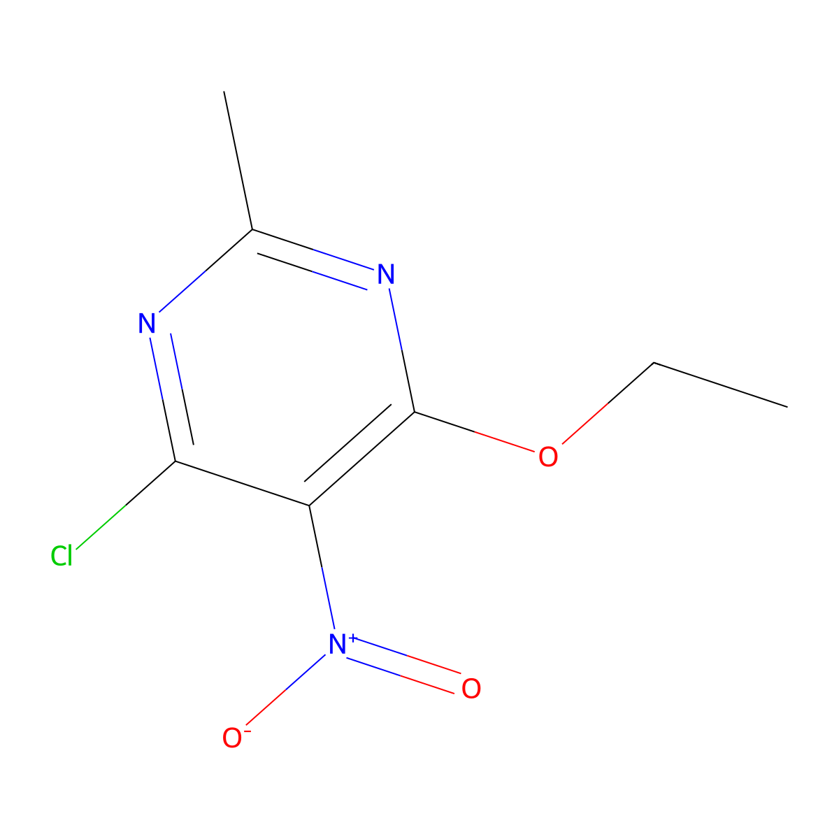 4-Chloro-6-ethoxy-2-methyl-5-nitropyrimidine molecular structure, CAS 372175-17-2
