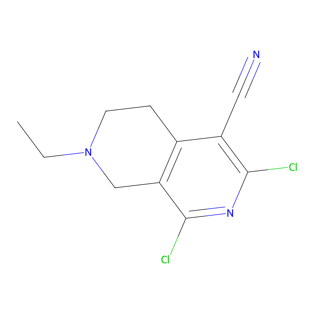 1,3-Dichloro-7-ethyl-5,6,7,8-tetrahydro-[2,7]naphthyridine-4-carbonitrile molecular structure, CAS 372175-41-2