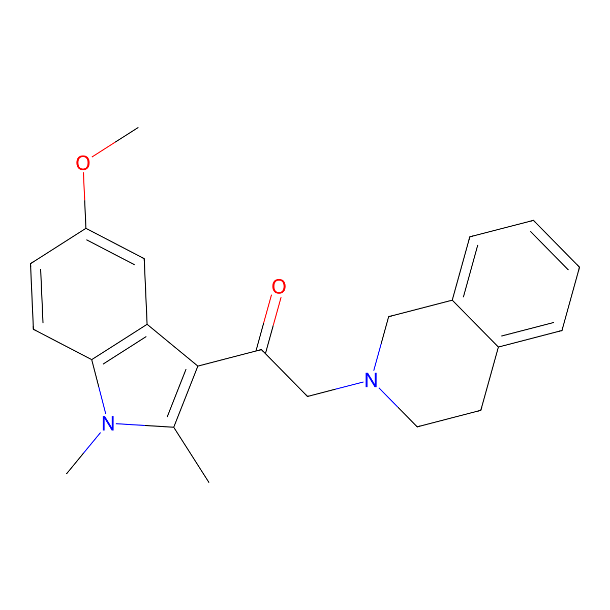 2-(3,4-dihydro-1H-isoquinolin-2-yl)-1-(5-methoxy-1,2-dimethylindol-3-yl)ethanone molecular structure, CAS 372175-42-3