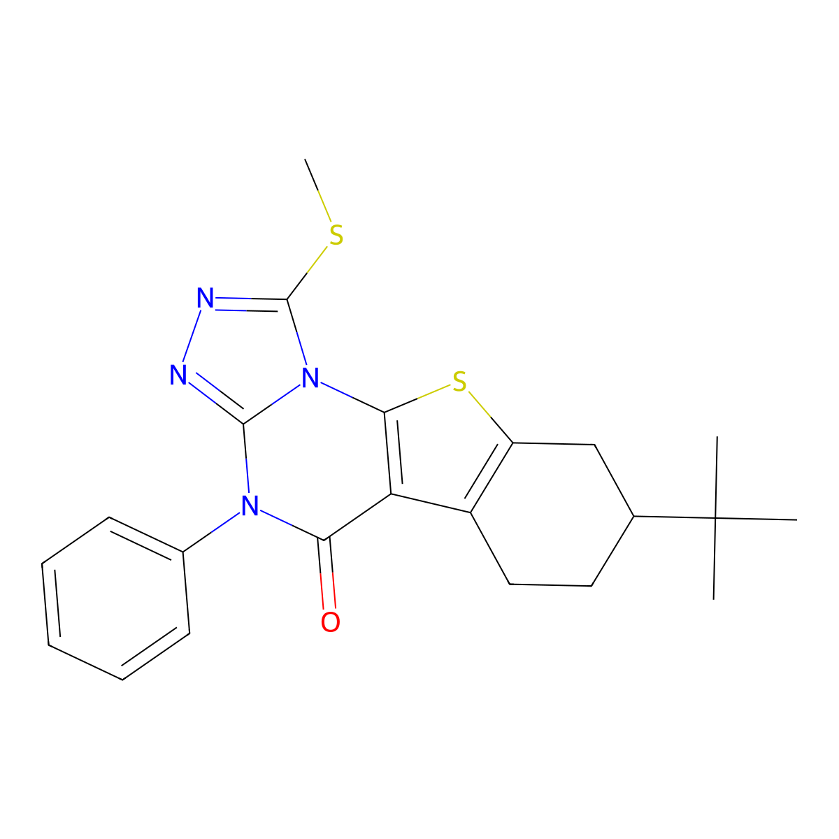 8-tert-butyl-1-(methylsulfanyl)-4-phenyl-6,7,8,9-tetrahydro[1]benzothieno[3,2-e][1,2,4]triazolo[4,3-a]pyrimidin-5(4H)-one molecular structure, CAS 372176-26-6