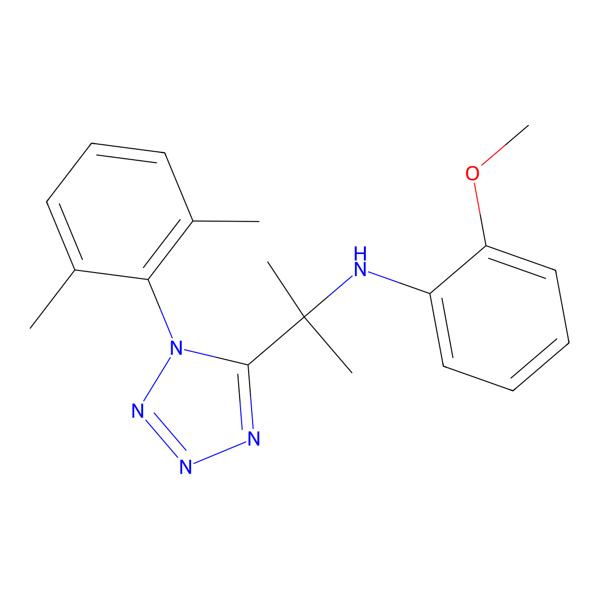 N-[2-[1-(2,6-dimethylphenyl)tetrazol-5-yl]propan-2-yl]-2-methoxyaniline molecular structure, CAS 372180-26-2