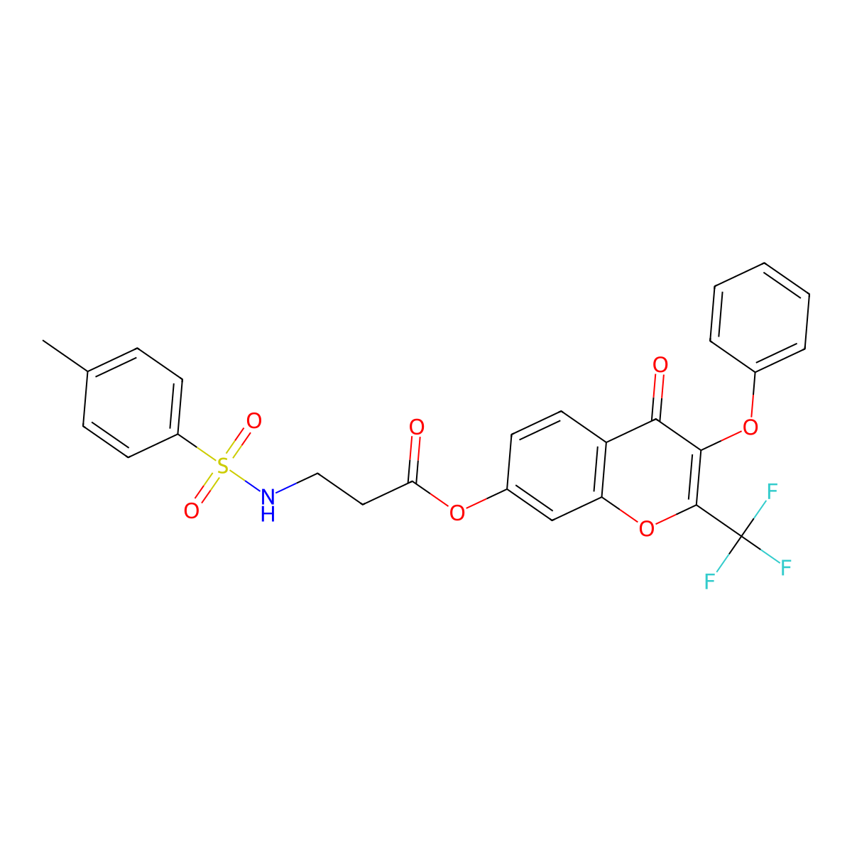 [4-Oxo-3-phenoxy-2-(trifluoromethyl)chromen-7-yl] 3-[(4-methylphenyl)sulfonylamino]propanoate molecular structure, CAS 372180-36-4